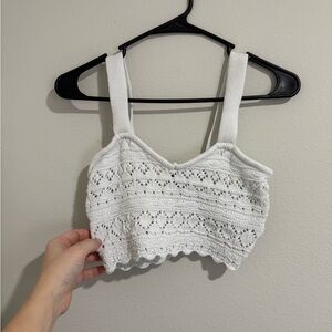 H&M White Knit Cropped Tank Top